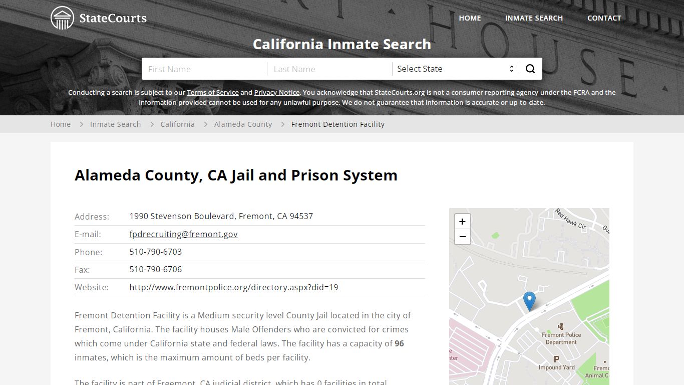 Fremont Detention Facility Inmate Records Search ...